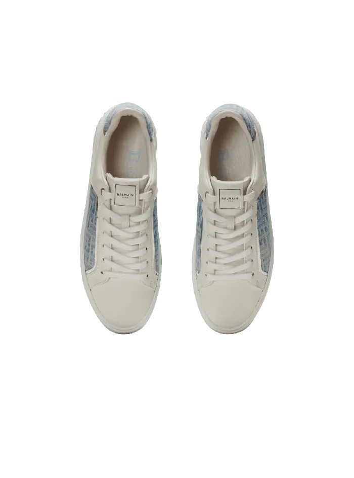 Balmain BCourt Sneakers In Leather And Denim Blue Men Sneakers