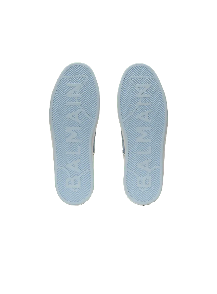 Balmain BCourt Sneakers In Leather And Denim Blue Men Sneakers