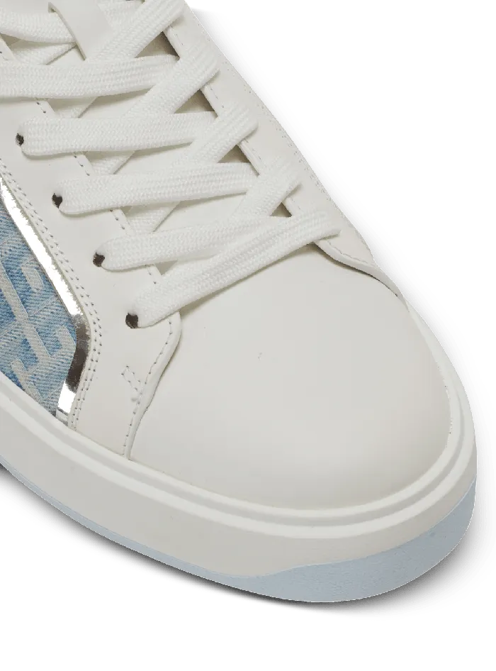 Balmain BCourt Sneakers In Leather And Denim Blue Men Sneakers