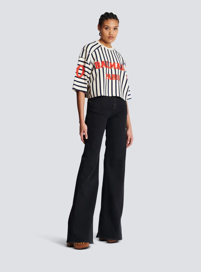 Balmain Baseball Cropped TShirt Multicolor Women TShirts