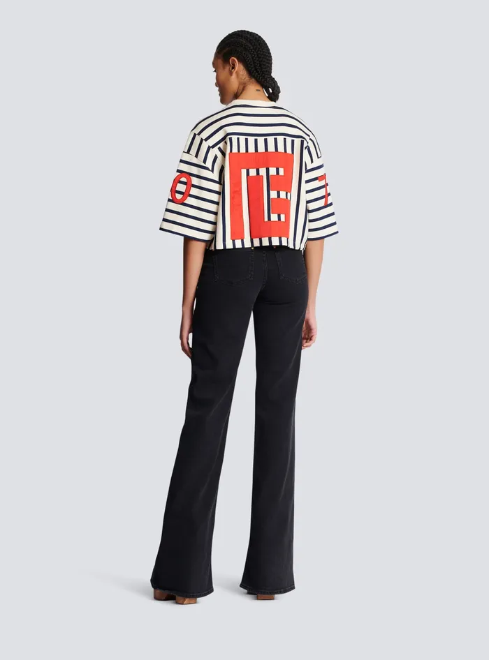 Balmain Baseball Cropped TShirt Multicolor Women TShirts