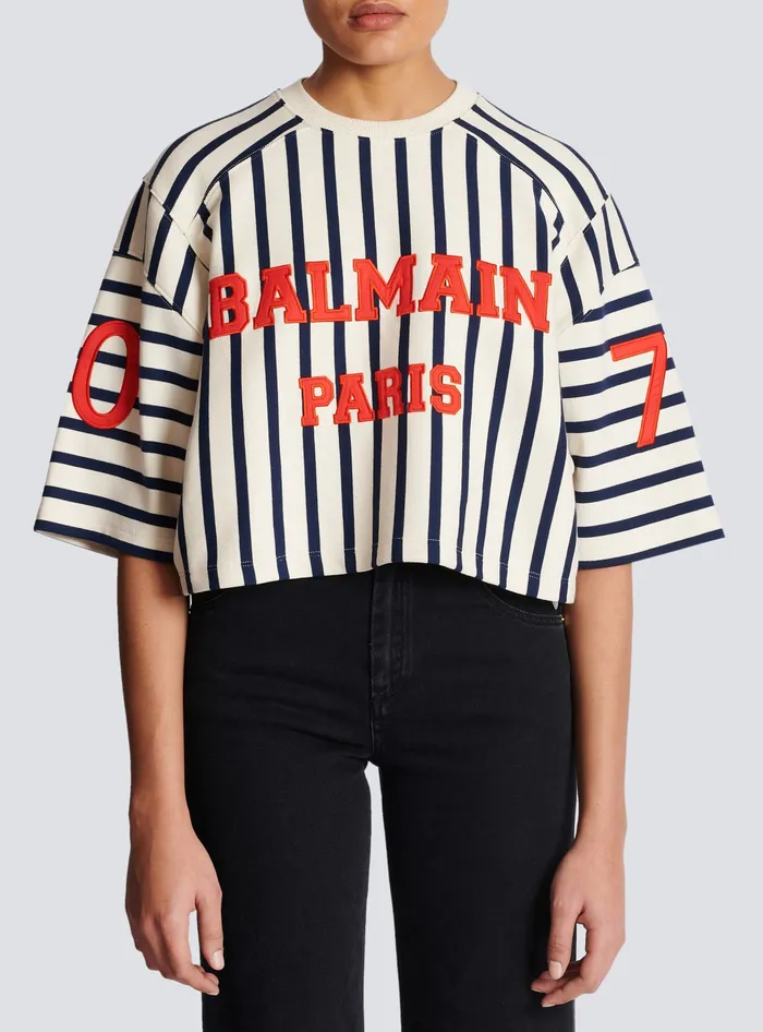 Balmain Baseball Cropped TShirt Multicolor Women TShirts