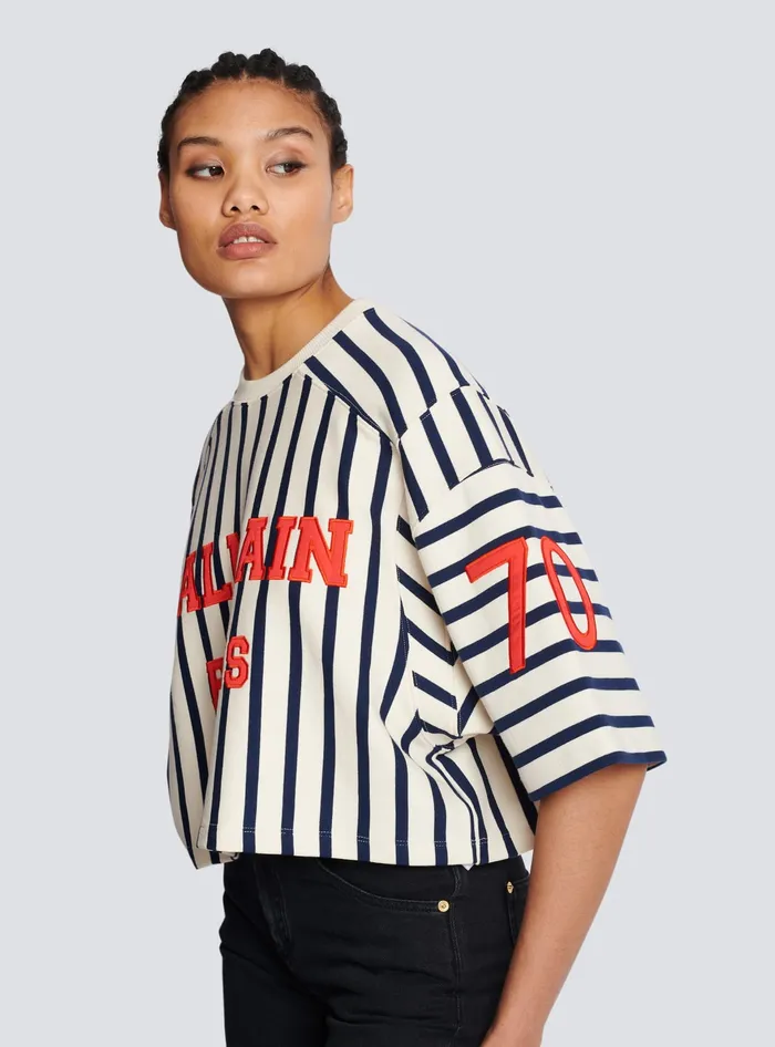 Balmain Baseball Cropped TShirt Multicolor Women TShirts