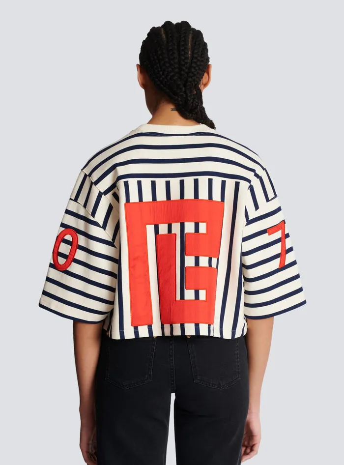 Balmain Baseball Cropped TShirt Multicolor Women TShirts