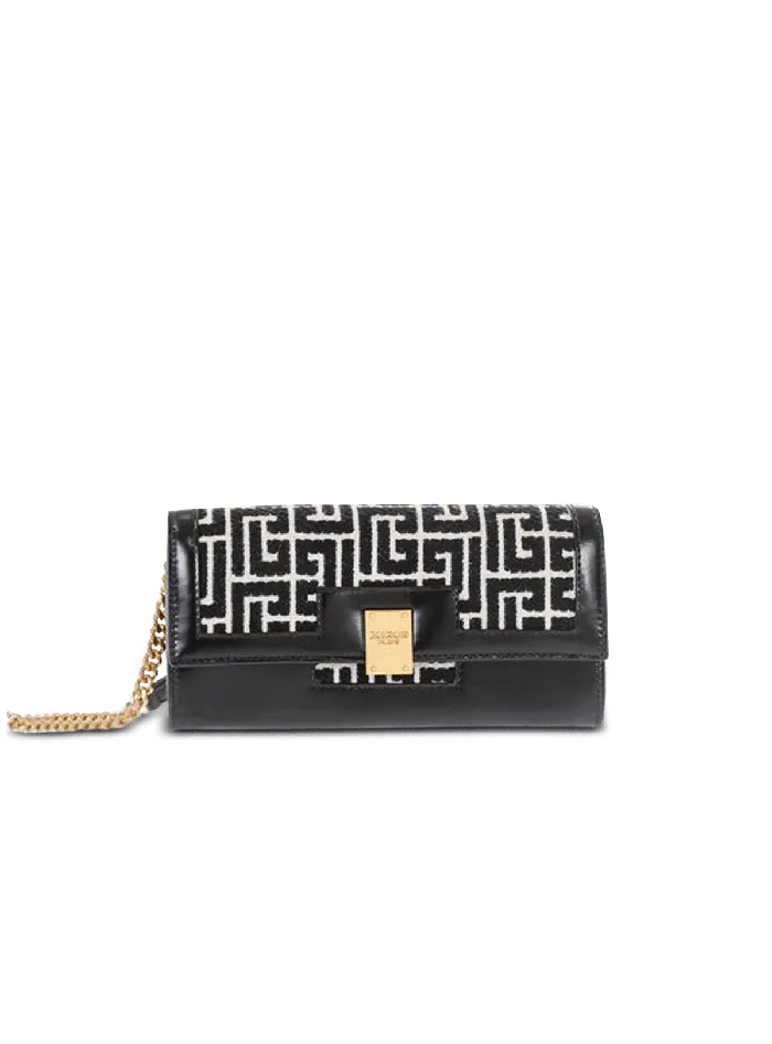 Balmain Bicolor Jacquard 1945 Wallet With Chain Black Women Small Leather Goods Balmain Bicolor Jacquard 1945 Wallet With Chain Black Women Small Leather Goods