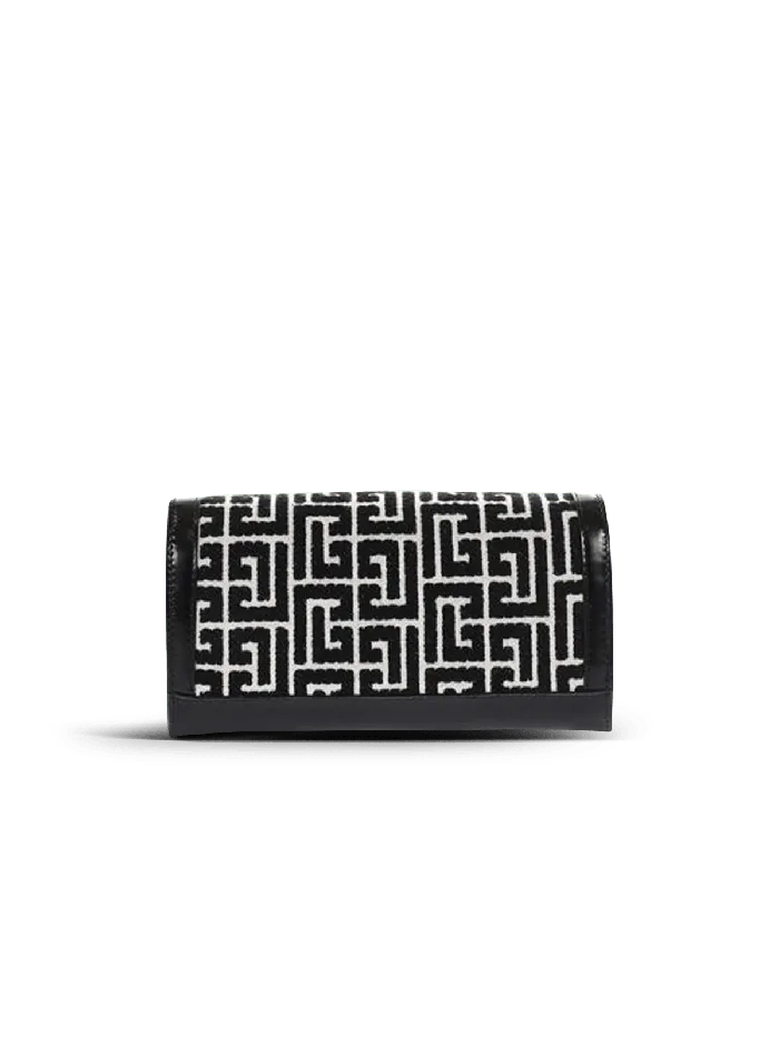 Balmain Bicolor Jacquard 1945 Wallet With Chain Black Women Small Leather Goods