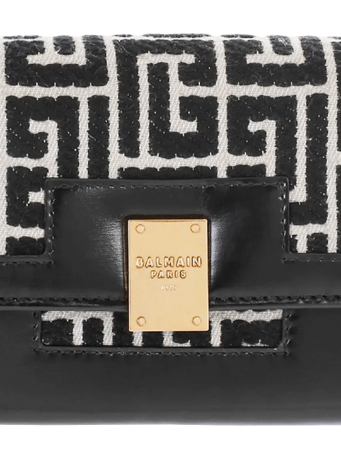Balmain Bicolor Jacquard 1945 Wallet With Chain Black Women Small Leather Goods