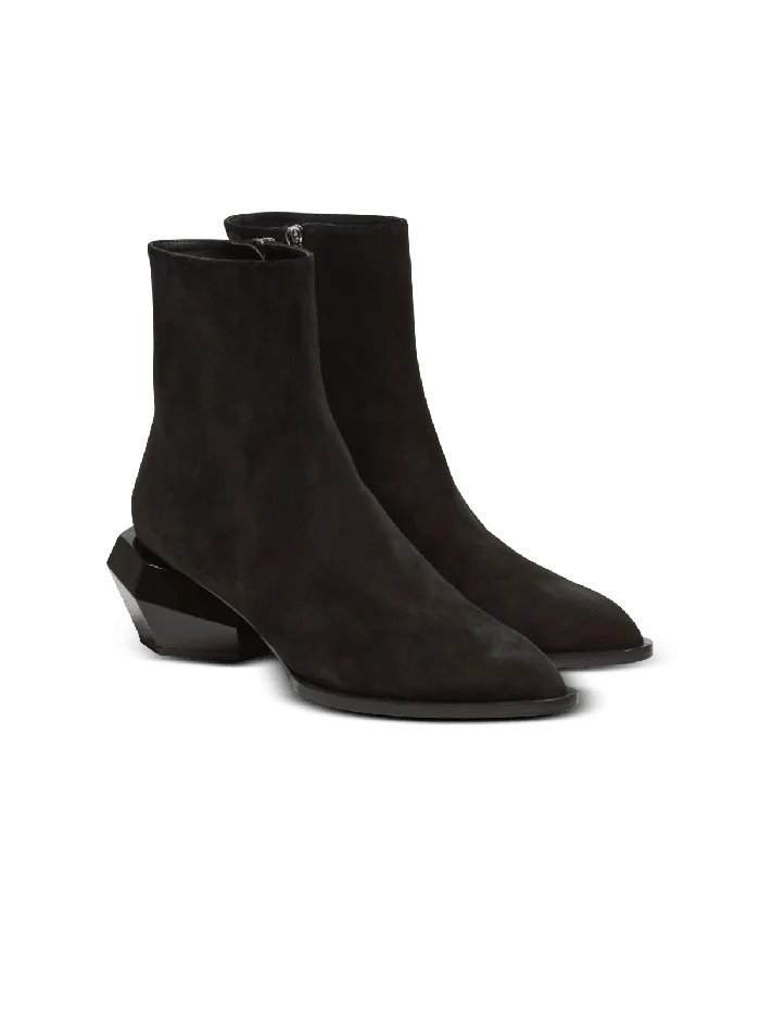 Balmain Billy Suede Ankle Boots With Diamond Heel Black Men Boots And Rangers