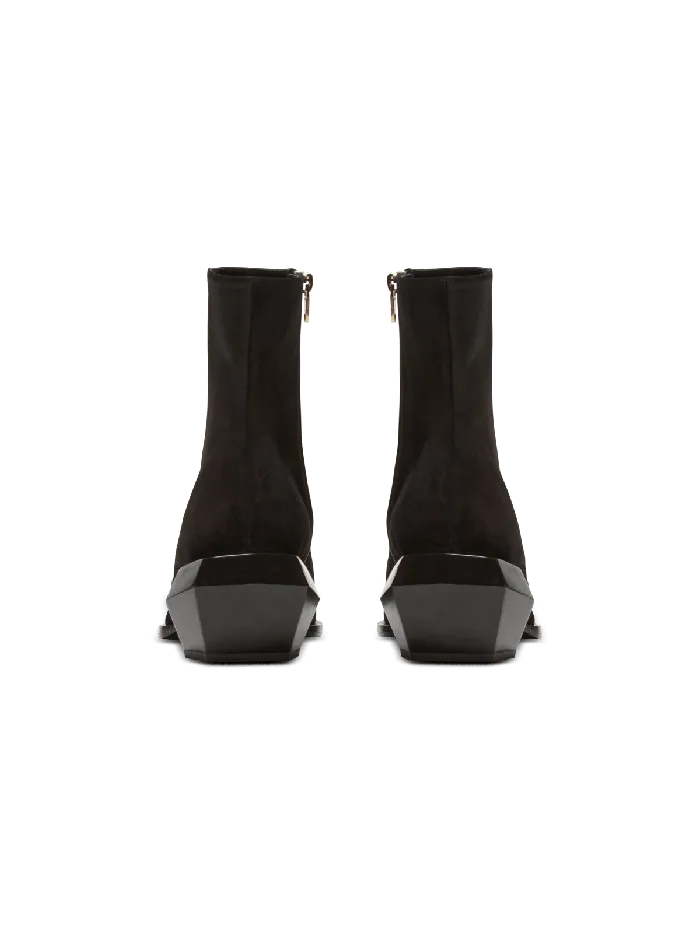Balmain Billy Suede Ankle Boots With Diamond Heel Black Men Boots And Rangers