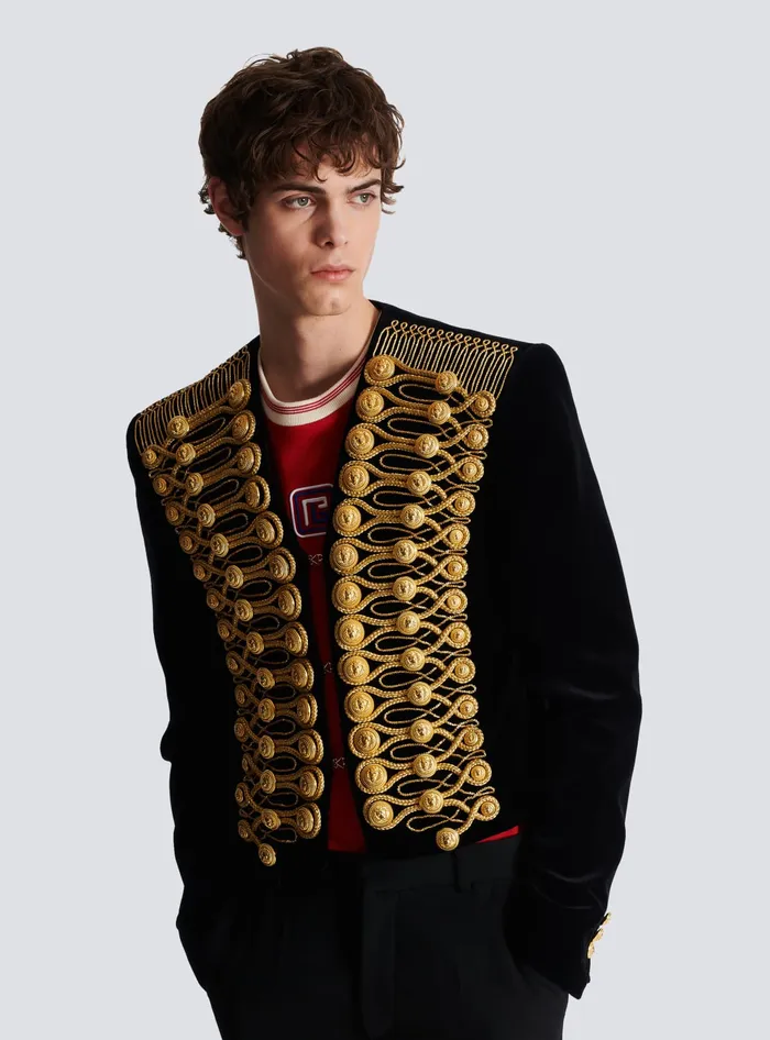 Balmain Brandenburg Jacket With Embroidery Gold Men Jackets And Blazers