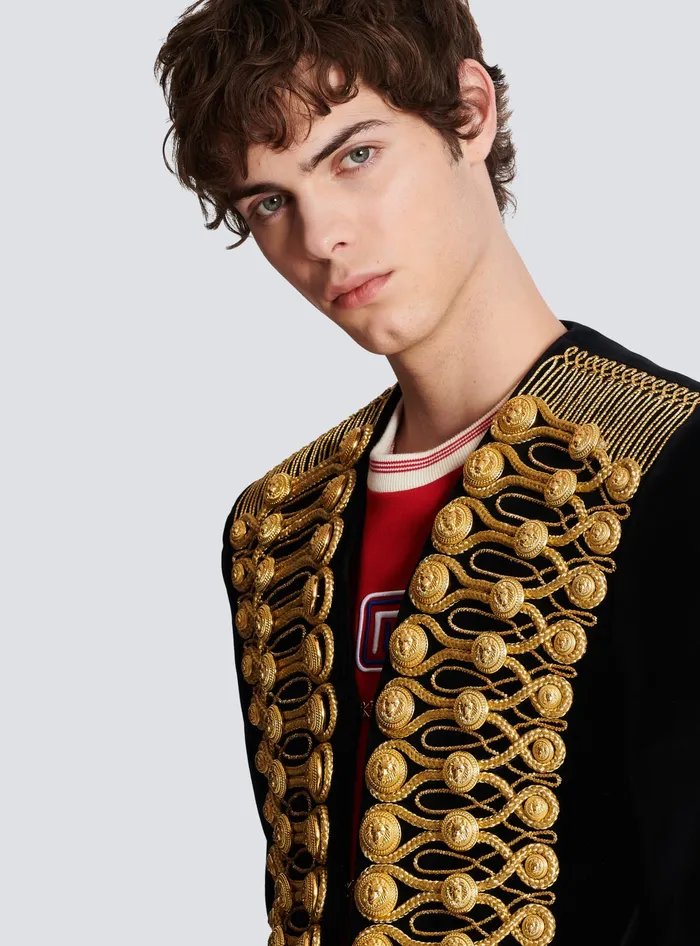 Balmain Brandenburg Jacket With Embroidery Gold Men Jackets And Blazers