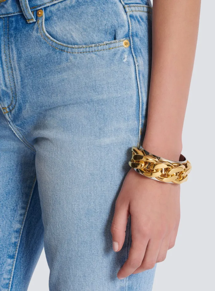 Balmain Brass Chain Bracelet Gold WomenMen Fashion Jewelry