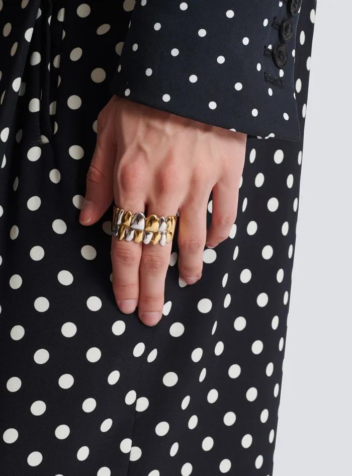 Balmain Brass Double Grillz Ring Gold Men Fashion Jewelry
