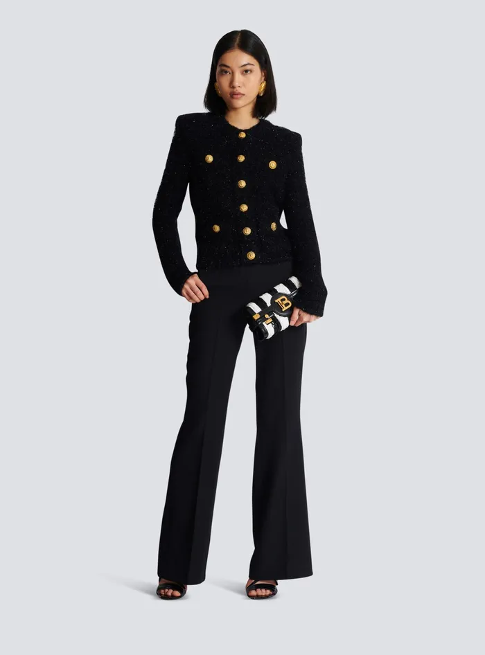 Balmain Buttons Tweed Jacket Black Women Jackets And Blazers