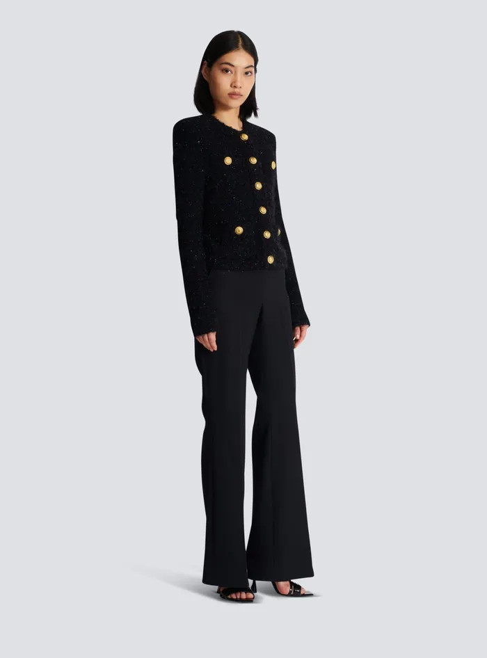 Balmain Buttons Tweed Jacket Black Women Jackets And Blazers