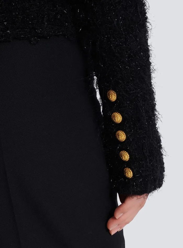 Balmain Buttons Tweed Jacket Black Women Jackets And Blazers