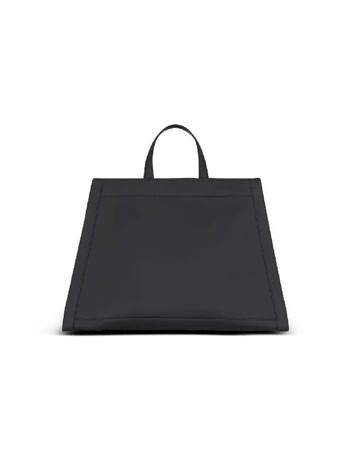 Balmain By Olivier Rubbereffect Leather Tote Bag Black Men Bags And Backpacks