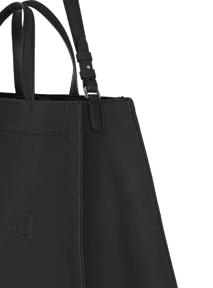 Balmain By Olivier Rubbereffect Leather Tote Bag Black Men Bags And Backpacks