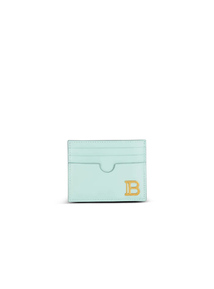 Balmain Calfskin BBuzz Card Holder Blue Women Small Leather Goods