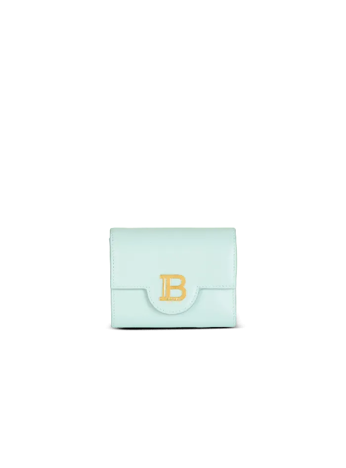 Balmain Calfskin BBuzz Trifold Wallet Blue Women Small Leather Goods
