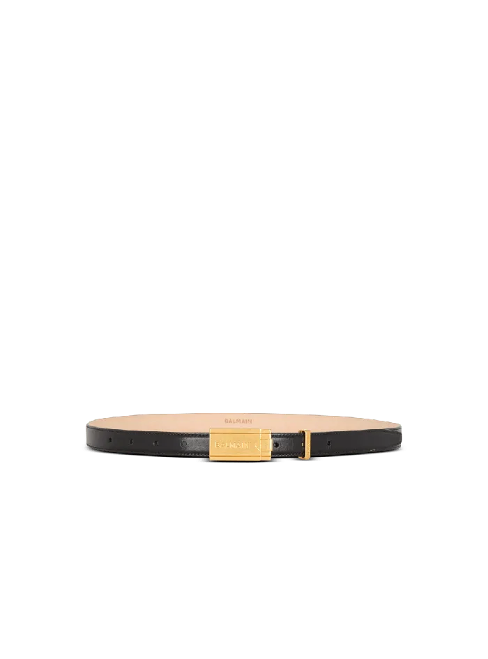 Balmain Calfskin Belt With Plaque Black Men Belts