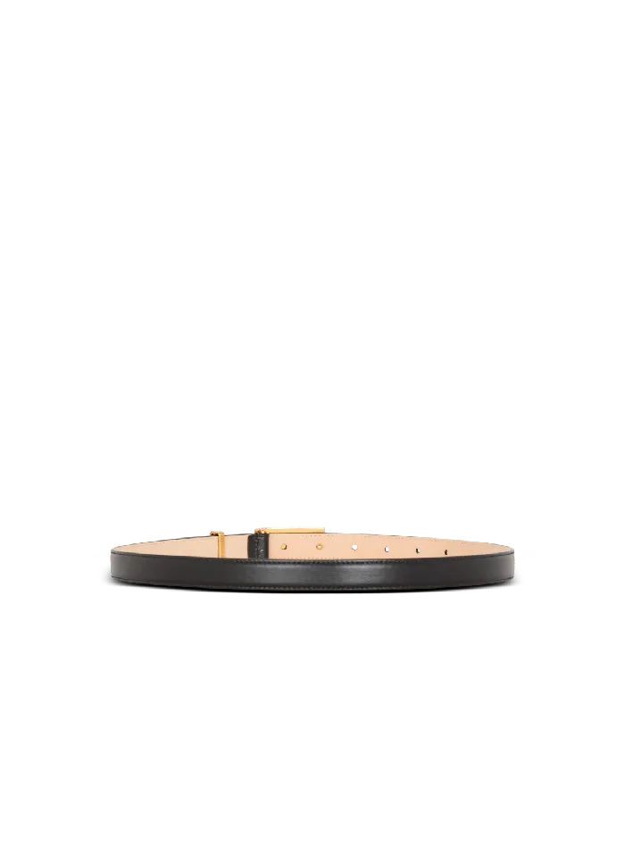 Balmain Calfskin Belt With Plaque Black Men Belts