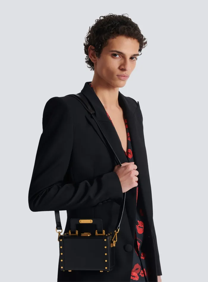 Balmain Camera Case Bag In Box Leather Black Men CrossBody Bags