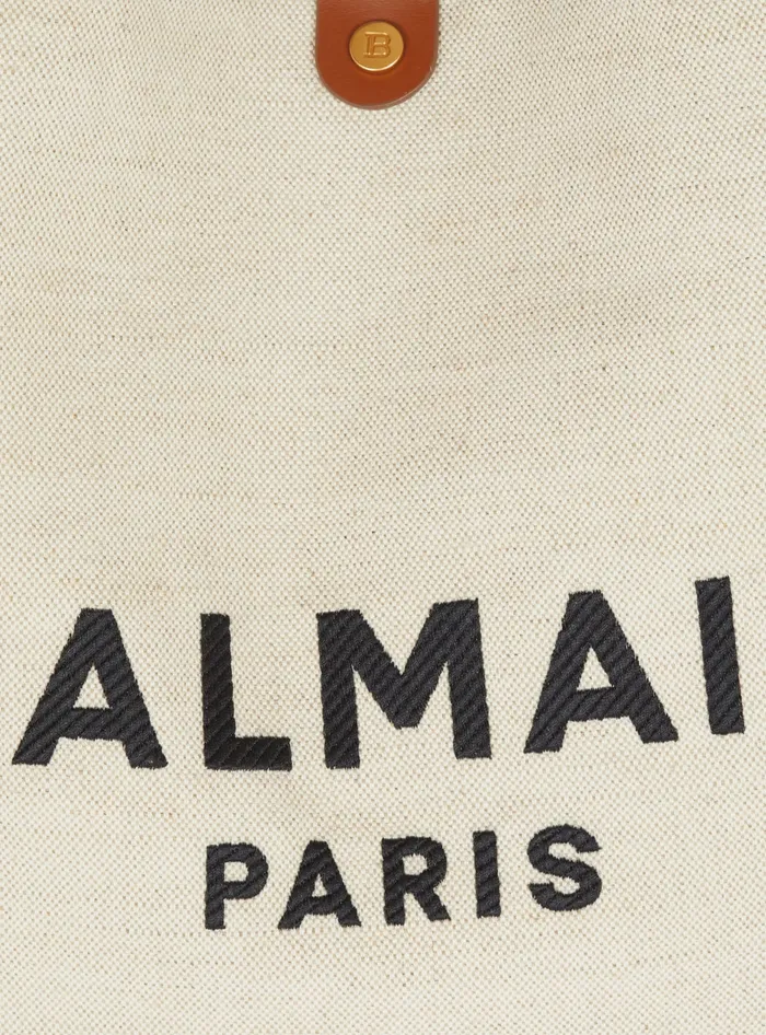 Balmain Canvas And Leather Barmy Grocery Bag Brown Women Grocery Bags