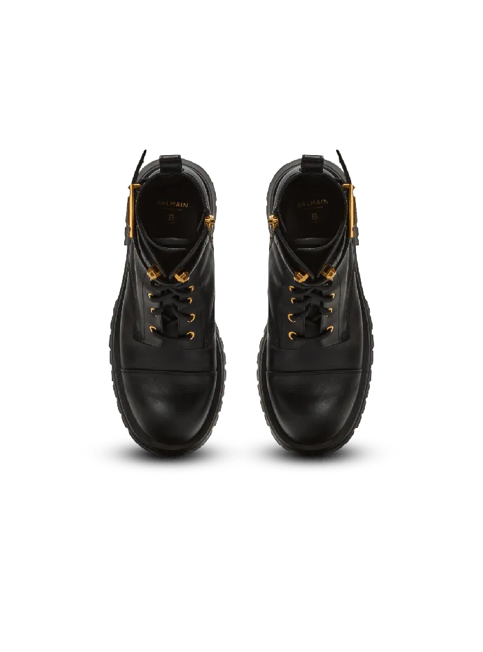 Balmain Charlie Leather Ranger Boots Black Women Boots