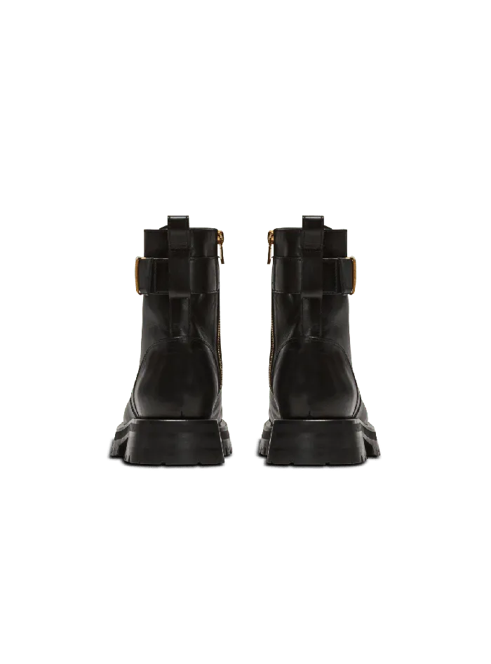 Balmain Charlie Leather Ranger Boots Black Women Boots