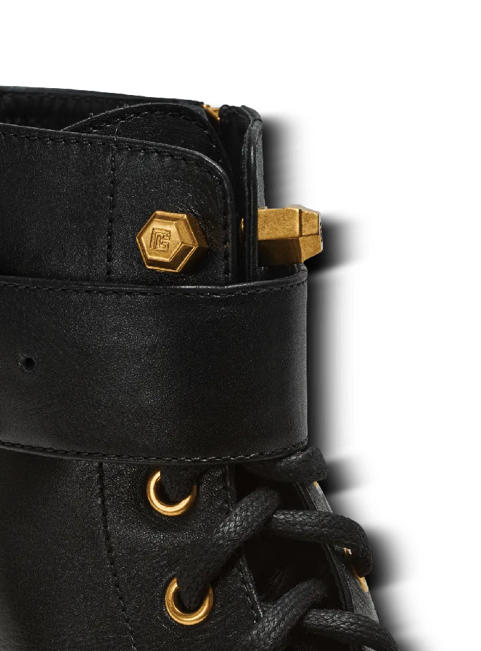Balmain Charlie Leather Ranger Boots Black Women Boots