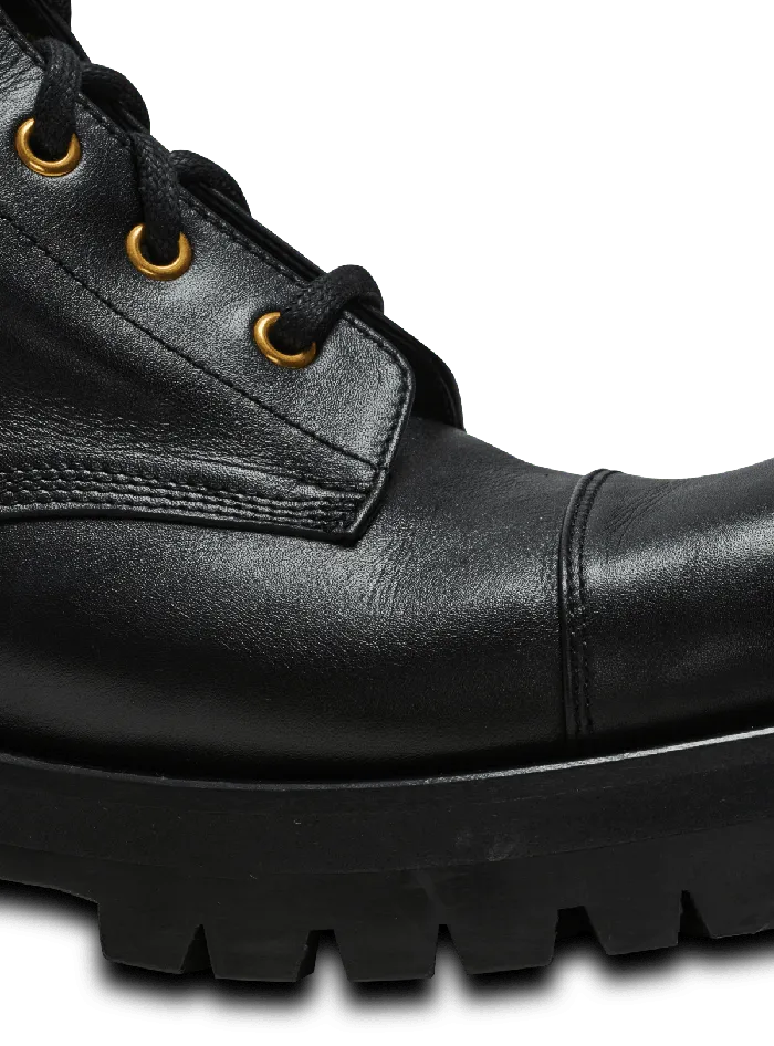 Balmain Charlie Leather Ranger Boots Black Women Boots