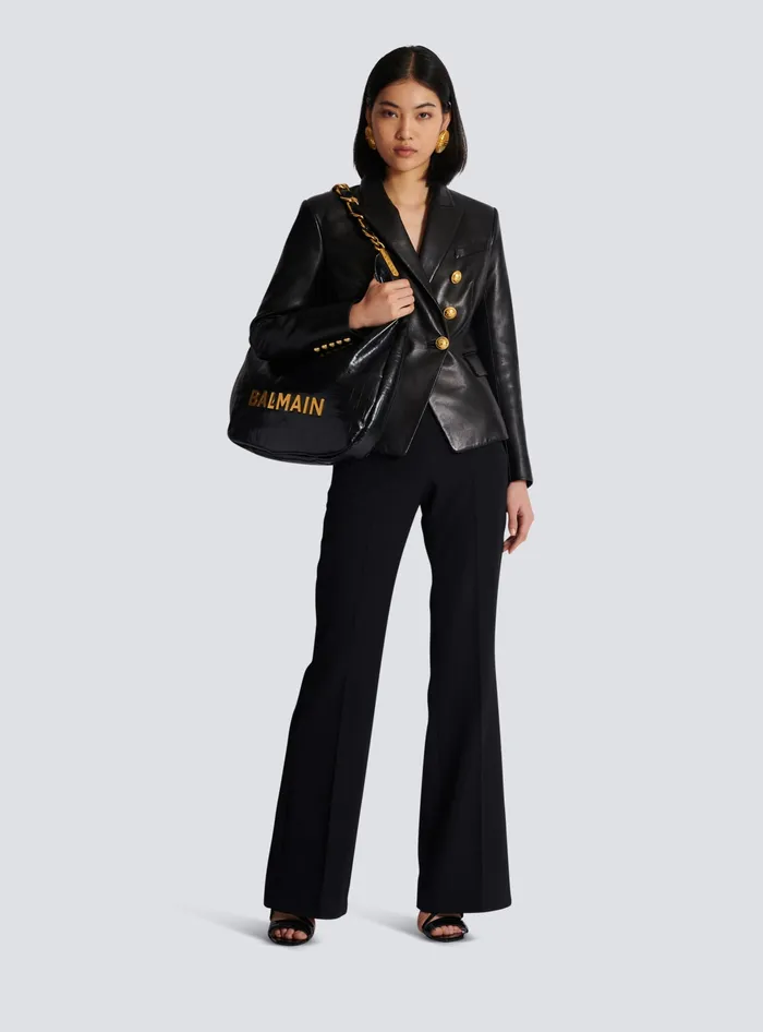 Balmain Classic 6button Leather Jacket Black Women Jackets And Blazers