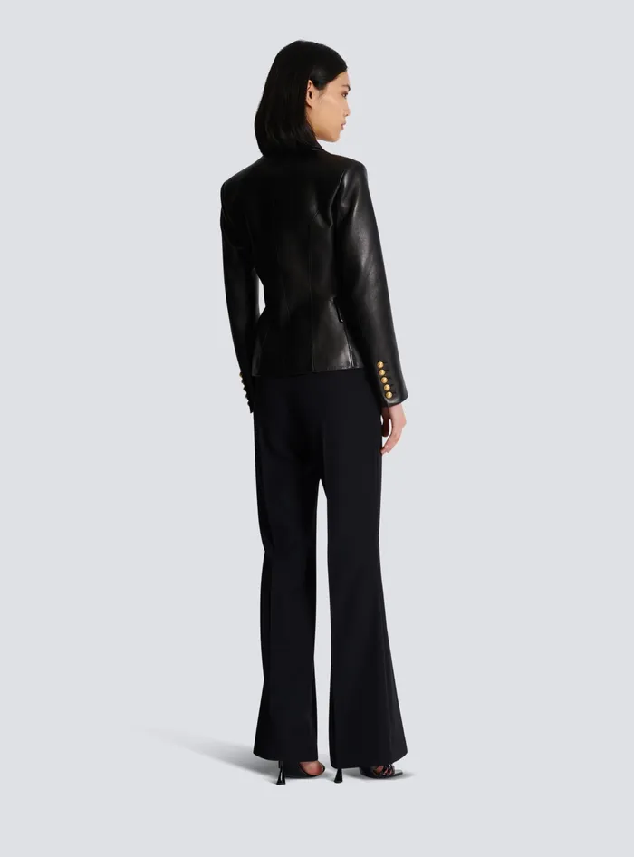 Balmain Classic 6button Leather Jacket Black Women Jackets And Blazers