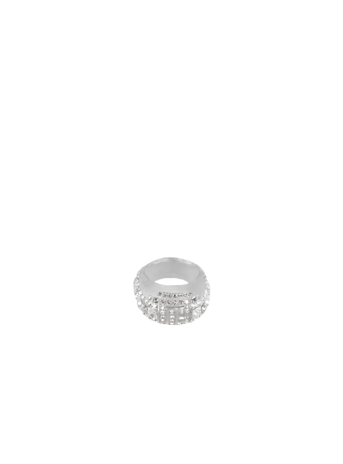 Balmain Clear Rhinestone Ring Silver Women Fashion Jewelry
