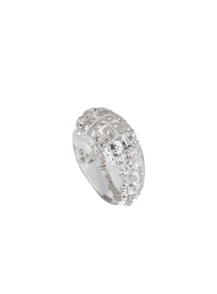 Balmain Clear Rhinestone Ring Silver Women Fashion Jewelry