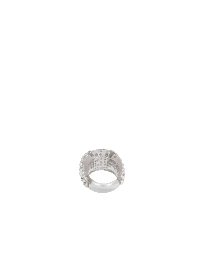 Balmain Clear Rhinestone Ring Silver Women Fashion Jewelry