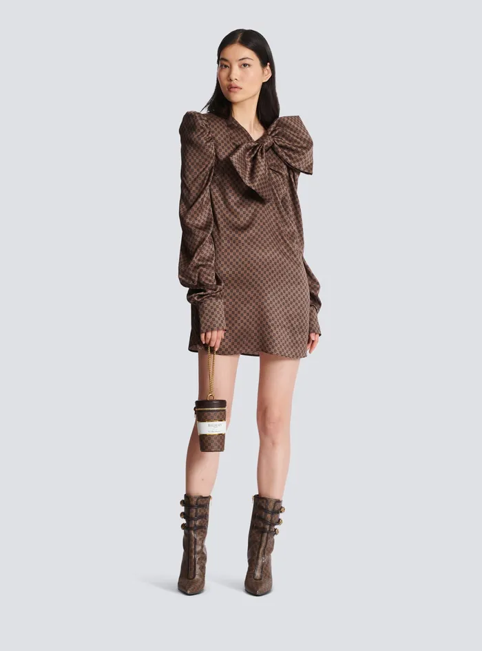 Balmain Coffee Cup Minaudiegravere In Mini Monogram Canvas Brown WomenMen Other Accessories