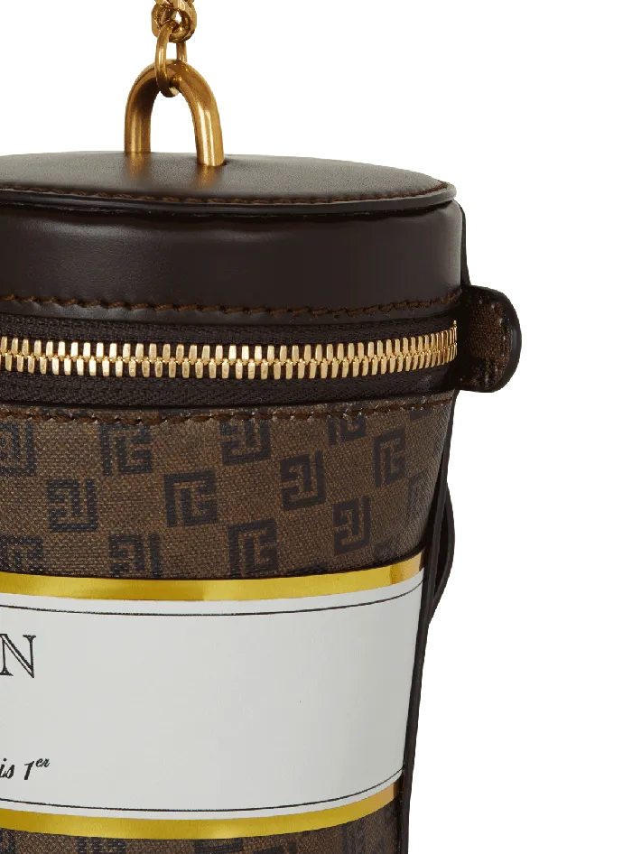 Balmain Coffee Cup Minaudiegravere In Mini Monogram Canvas Brown WomenMen Other Accessories