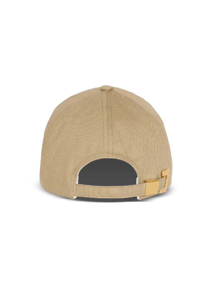 Balmain Cotton Cap With Signature Embroidery Beige Men Hats And Caps