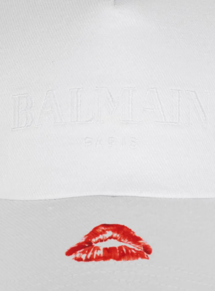 Balmain Cotton Kiss Cap White Men Hats And Caps