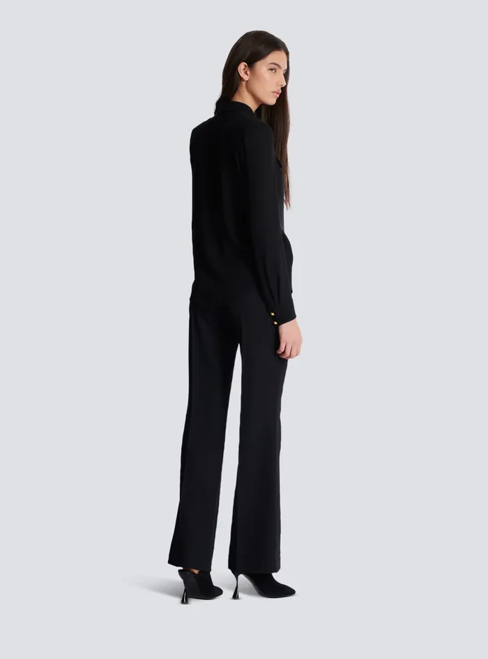 Balmain Crepe De Chine Shirt Black Women Tops And Shirts