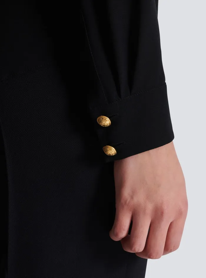 Balmain Crepe De Chine Shirt Black Women Tops And Shirts