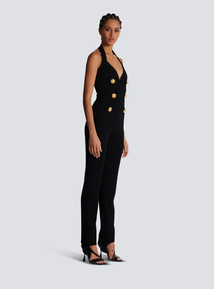 Balmain Crepe Tailored Jumpsuit Black Women Trousers And Shorts