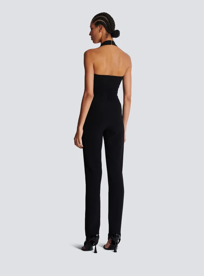 Balmain Crepe Tailored Jumpsuit Black Women Trousers And Shorts