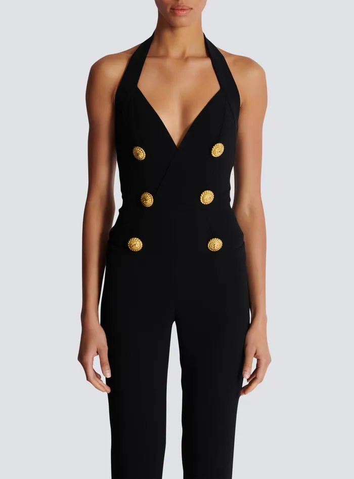 Balmain Crepe Tailored Jumpsuit Black Women Trousers And Shorts