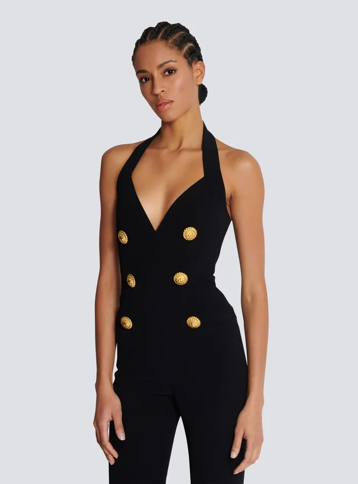 Balmain Crepe Tailored Jumpsuit Black Women Trousers And Shorts