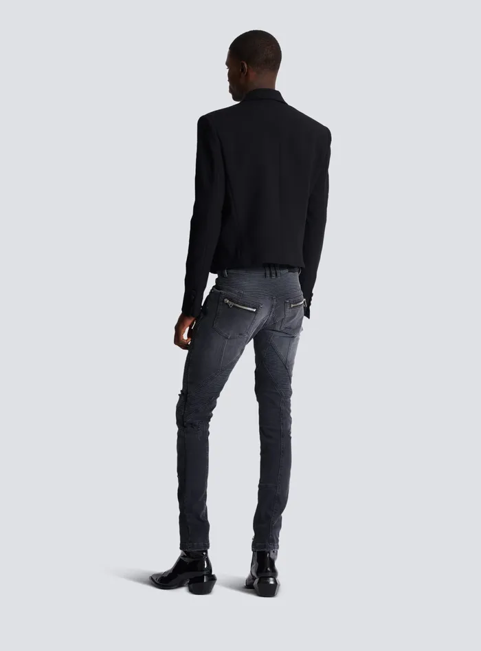 Balmain Cropped Double Crepe Jacket Black Men Jackets And Blazers