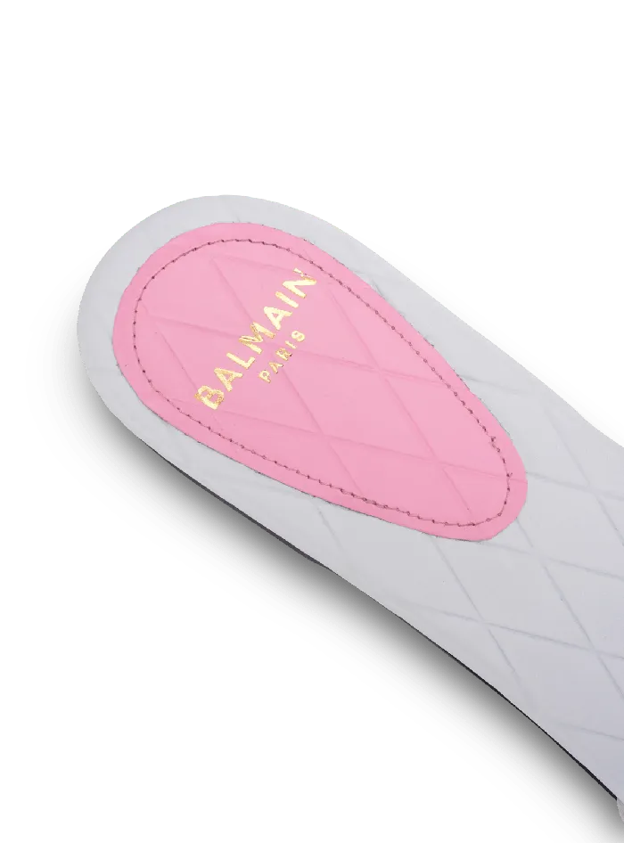 Balmain Dafne Calfskin Mules With Embossed Diamond White Women Flat Shoes