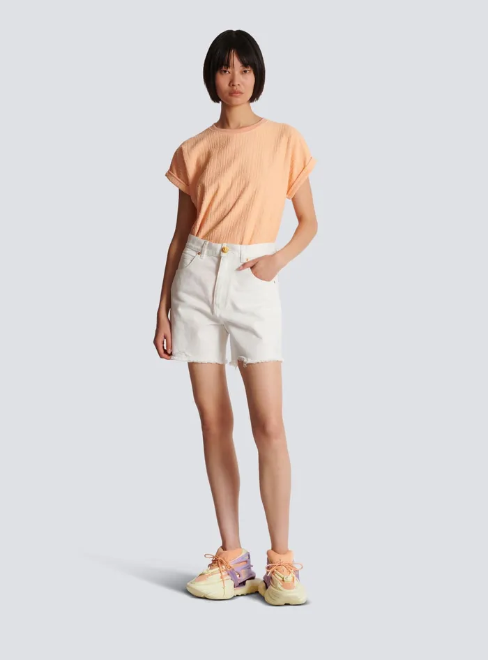 Balmain Denim Shorts White Women Denim